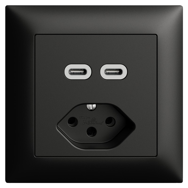 EDIZIOdue Combinaison USB C+C + 1xT13 noir