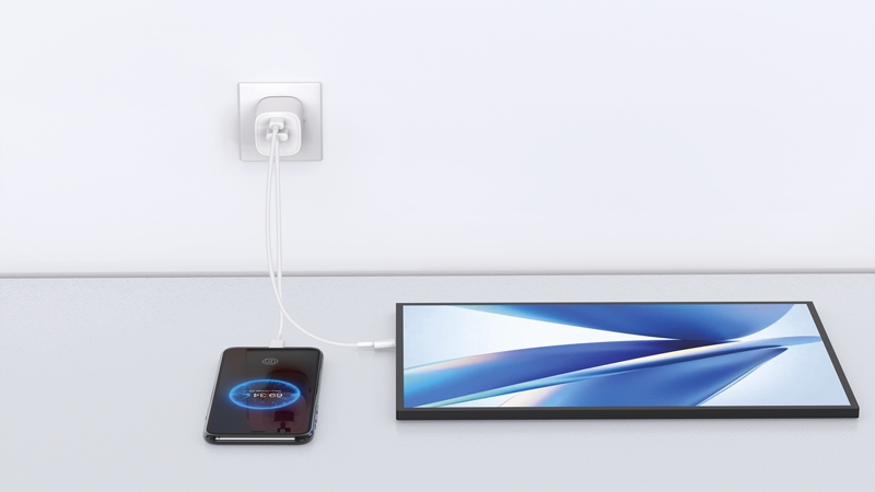 Adaptateur de charge GaN 33W PD 1xUSB-A + 1xUSB-C max. 3.6A bl