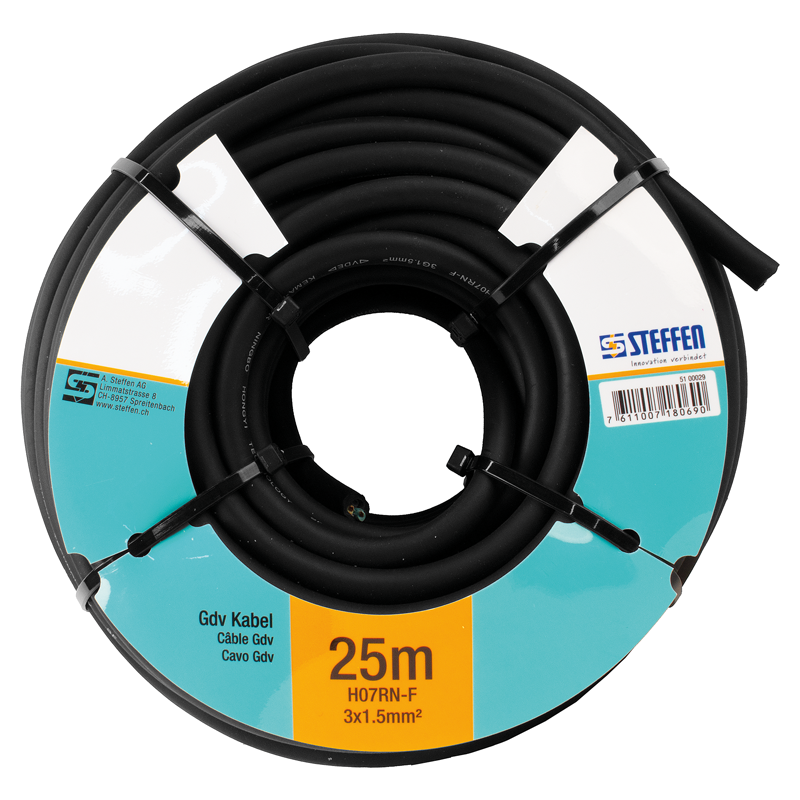 Câble Gdv 3x1.5mm² LNPE noir bague 25m