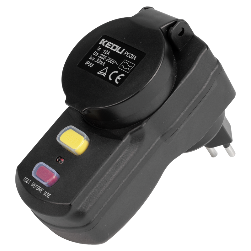 FI-Schutzsteckdose T13 IP55 ARCD PROTECT 10A/30mA 250V sw