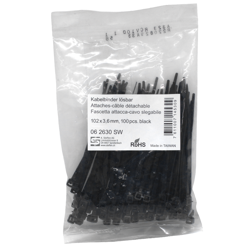 Fascette nero 102mm x 3.6mm sganciabile