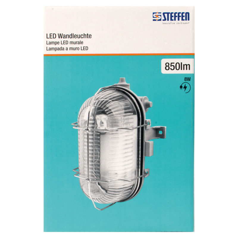 WORKLIGHT Lampada a muro LED ovale con griglia di protezione 8W