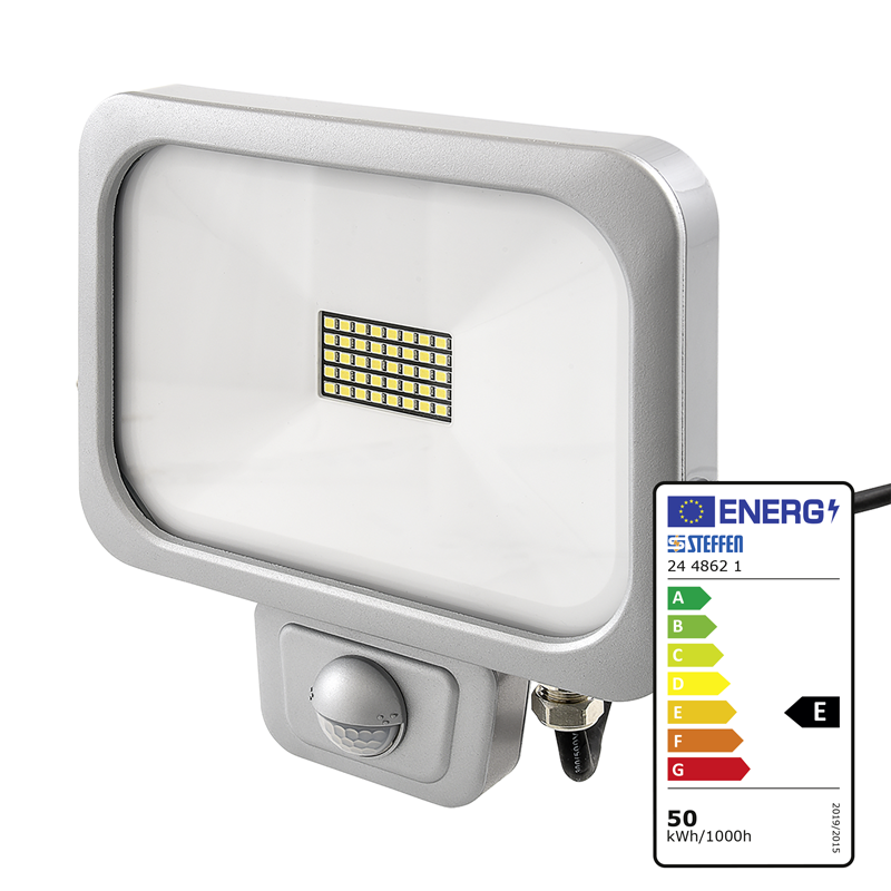 WORKLIGHT LED Strahler 50W grau mit PIR 120° 0.1-8m