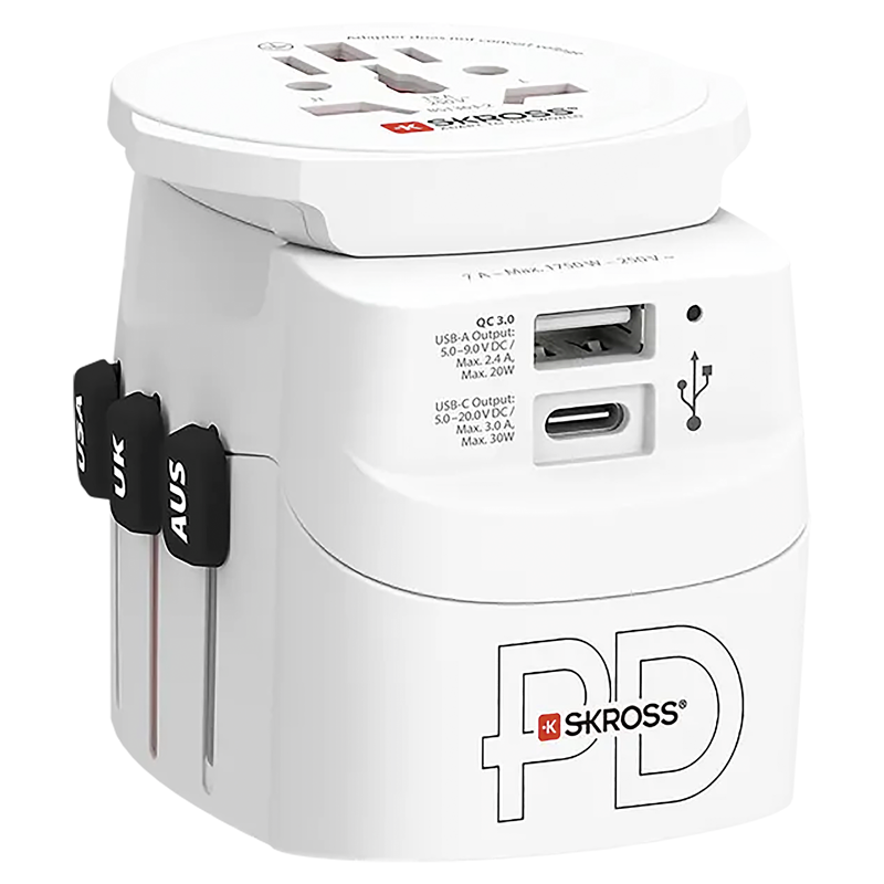 SKROSS Adaptateur de voyage Monde - Monde 3 pôles max. 7A bl