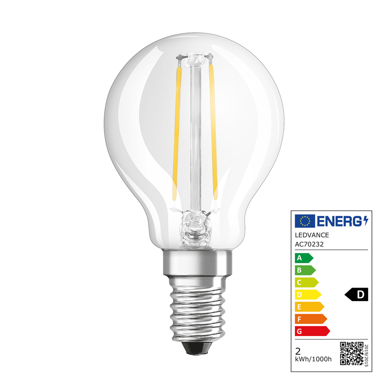 Osram LED Star Retrofit Classic P Filament E14 240V 1.8W 250lm WW