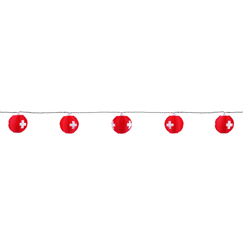 GardenLine guirlande lumineuse LED lampion Swiss Flag, 10x0.06W LED 5.5m IP44