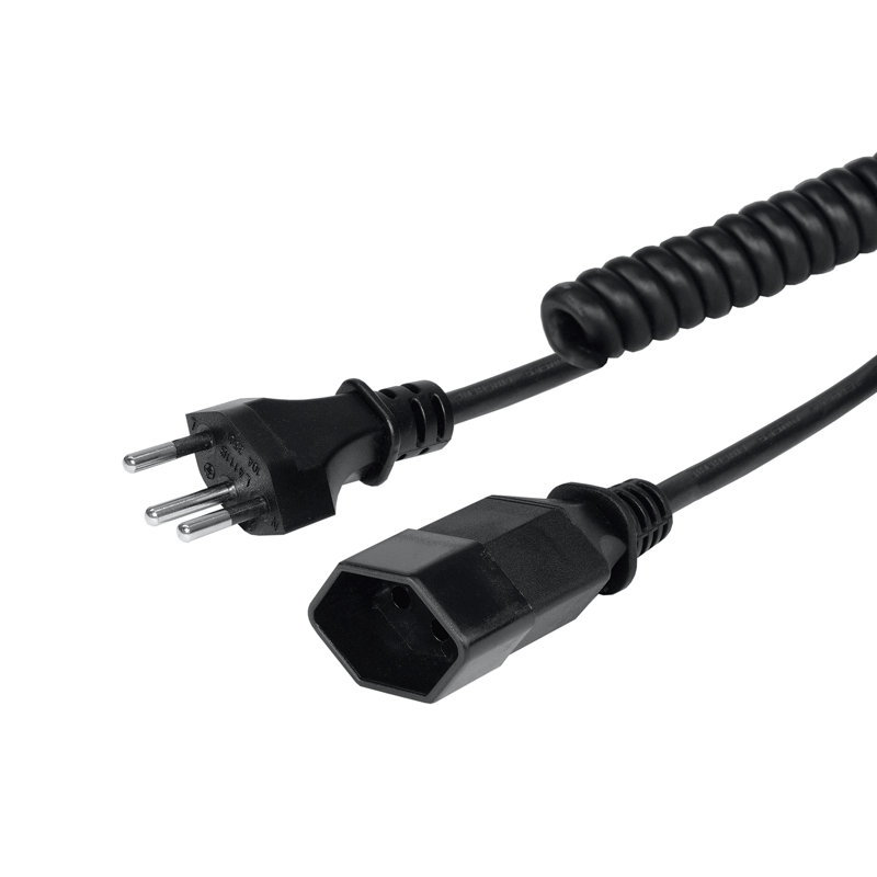 Spiralverlängerungskabel Td 3x1mm2 1-4m T12-T13 sw