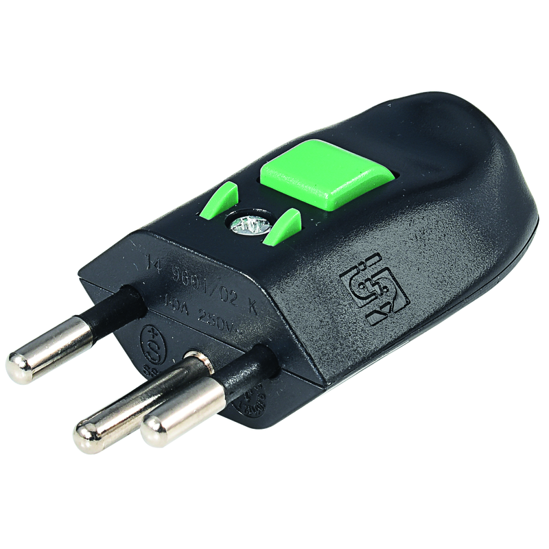 Stecker 'Lock' T12 sw teilisoliert mit Sperrknopf