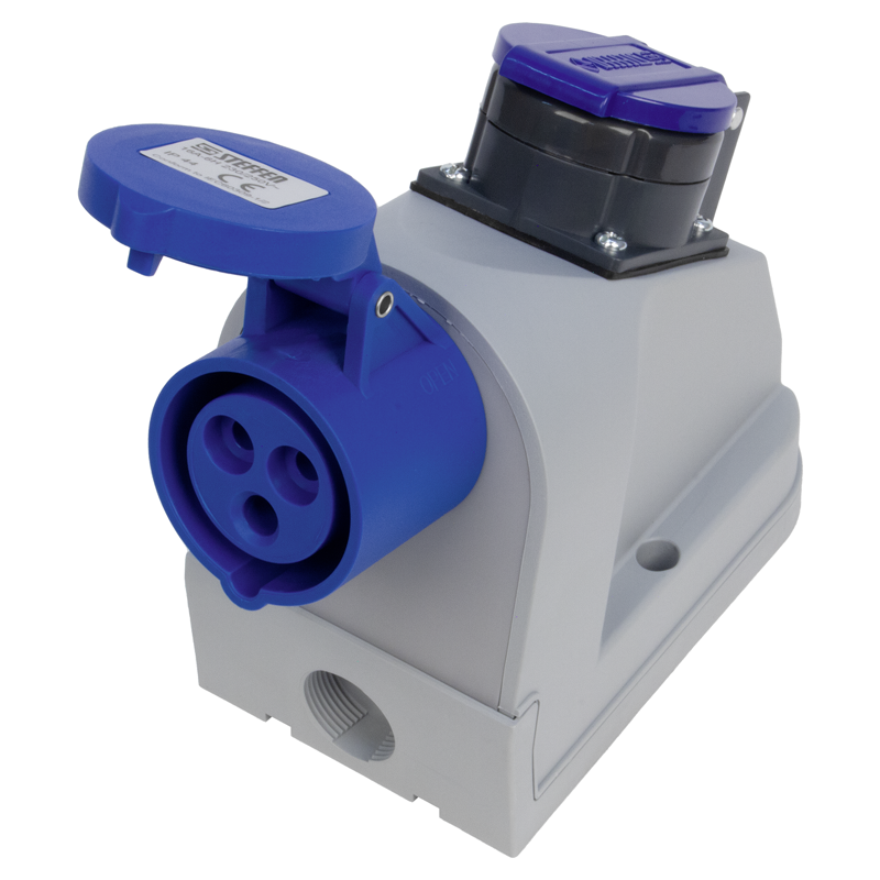 Prise murale combinée CEE16/3 + T23 IP55