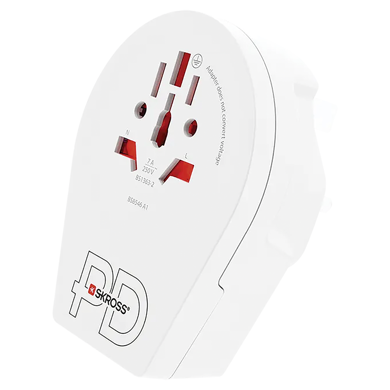 SKROSS Adaptateur de voyage Monde - UK + 1xUSB-C 3 pôles max. 7A bl