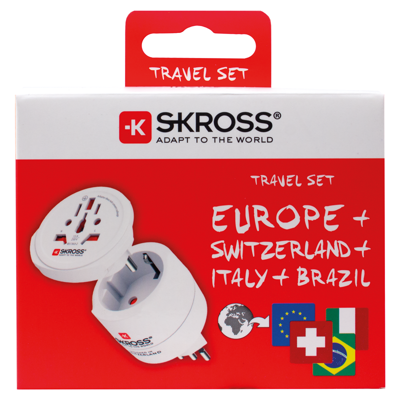 SKROSS Reiseadapter World (Combo) - Schweiz/Europa 3-polig max. 10A ws