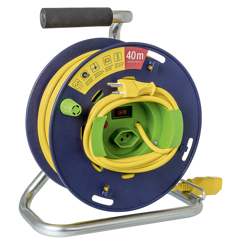 Kunststoff Gerätekabelrolle LOOP 1+1xT13 Td 3x1mm2 40m bl/gr