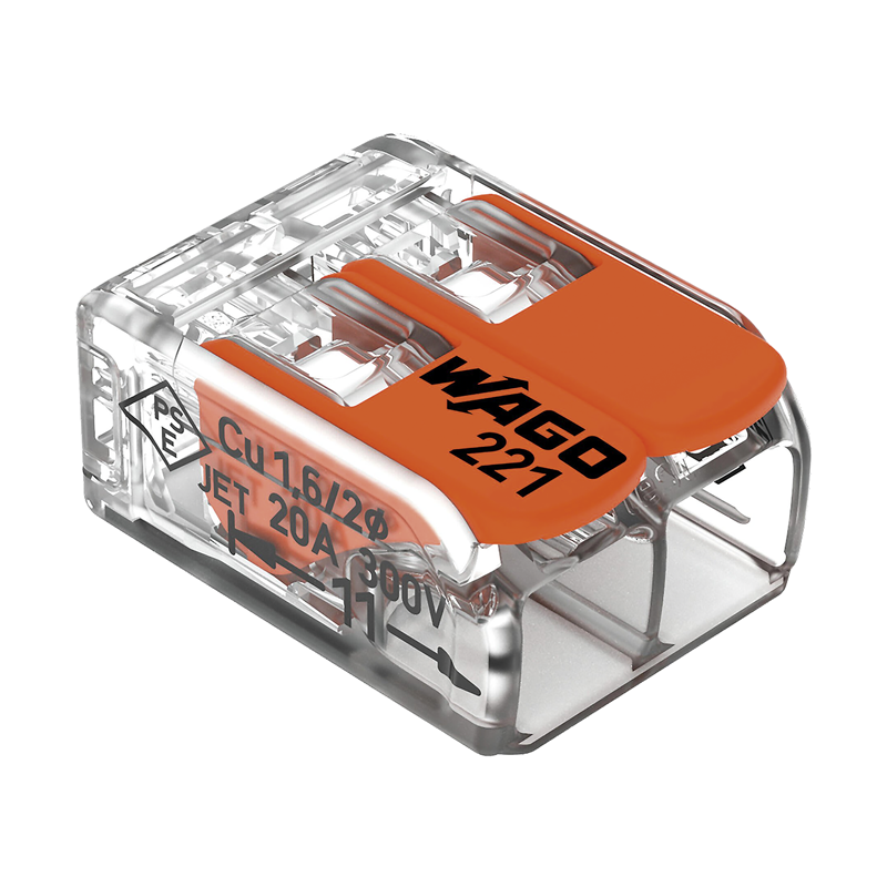 Borne à fiche COMPACT 2x 0.14-4mm2 avec levier de commande tr/or UE 16 pcs.