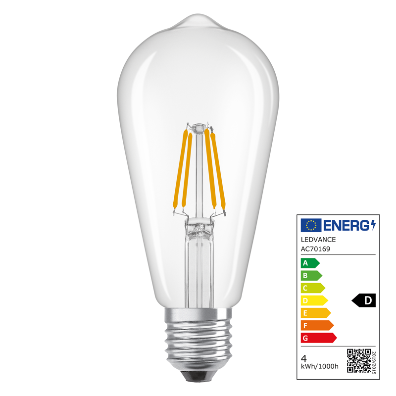 Osram LED Star Retrofit Classic Edison ST64 E27 240V 3.4W 470lm  WW