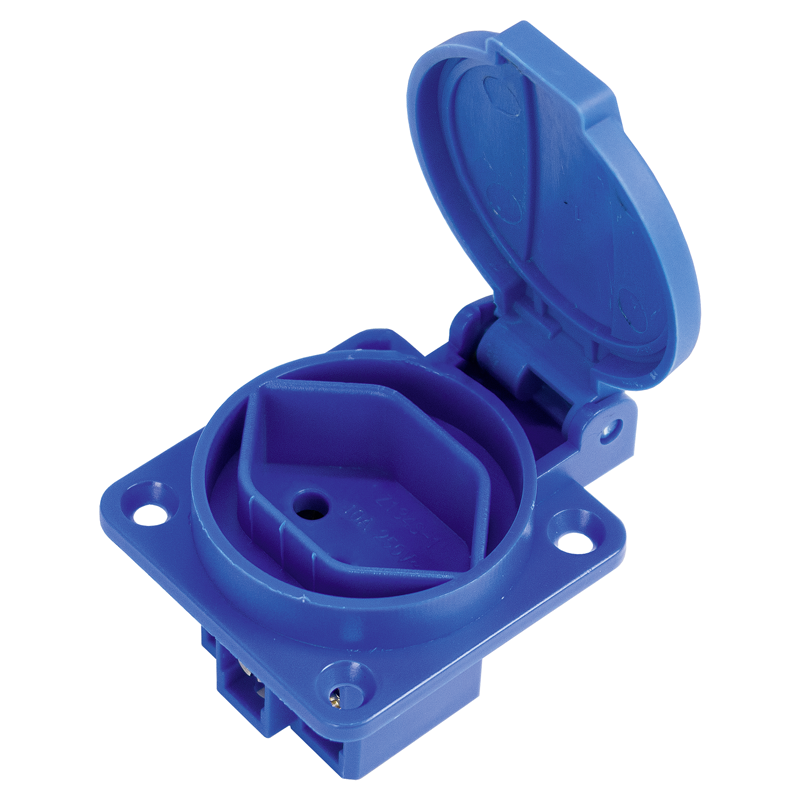 Prise à encastrer T13 IP20 couvercle bleu