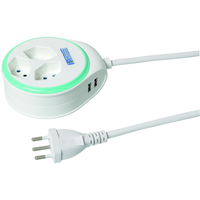 Multiprise DISC 3xT13 + 2xUSB-A 1.5m avec interrupteur bl/mi