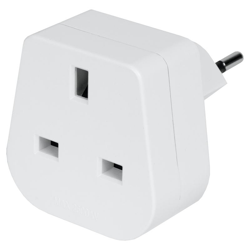 Adaptateur de voyage UK - Suisse 3 pôles max. 10A avec fusible bl