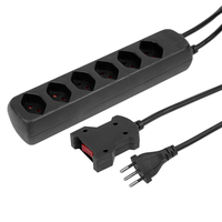 Steckdosenleiste POWER EASY sw 6xT13 1.5m mit externer Reset-Kabelschalter 2m