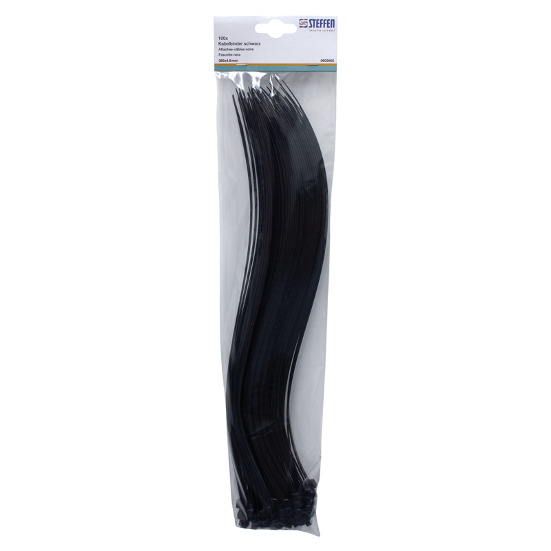 Fascette nera 385mm x 4.8mm 100 pz.