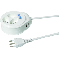 Steckdosenleiste DISC 3xT13 + 2xUSB-A 1.5m mit Schalter ws