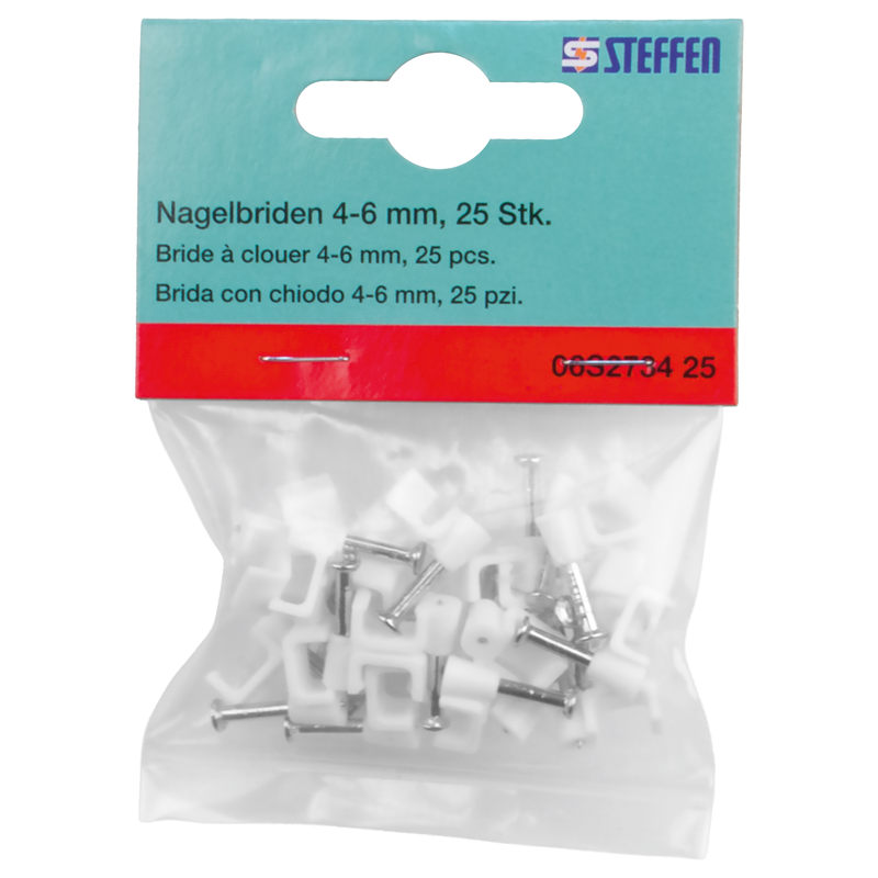 Brida con chiodo 4-6mm, bianco, 25 pzi.