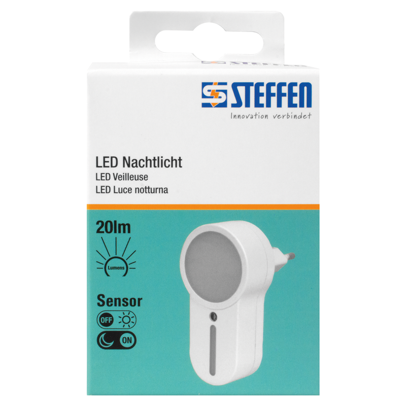 Nachtlicht LED weiss, Gehäuse weiss, Dämmerungssenssensor