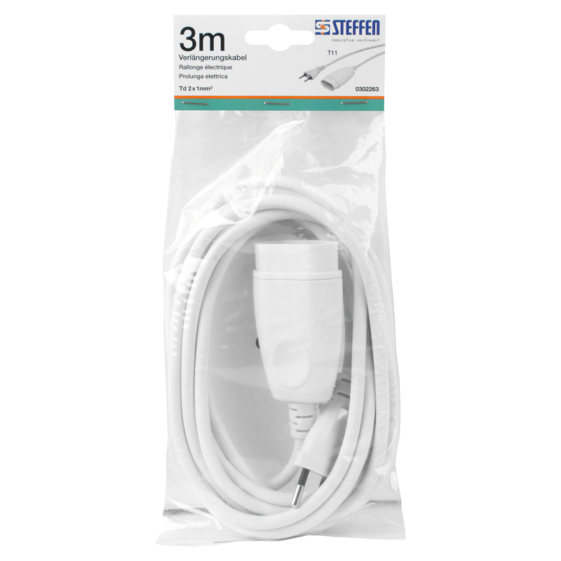 Rallonge électrique Td 2x1mm2 3m T11-T11 bl