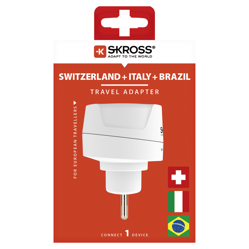 SKROSS Reiseadapter Europa - Schweiz + Italien + Brasilien