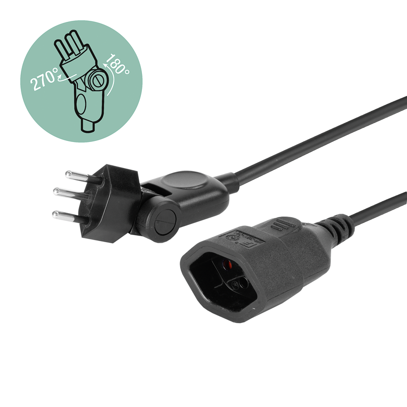 Verlängerungskabel mit Klappstecker Td 3G1.0mm² 0.5m T12-T13 IP20 sw