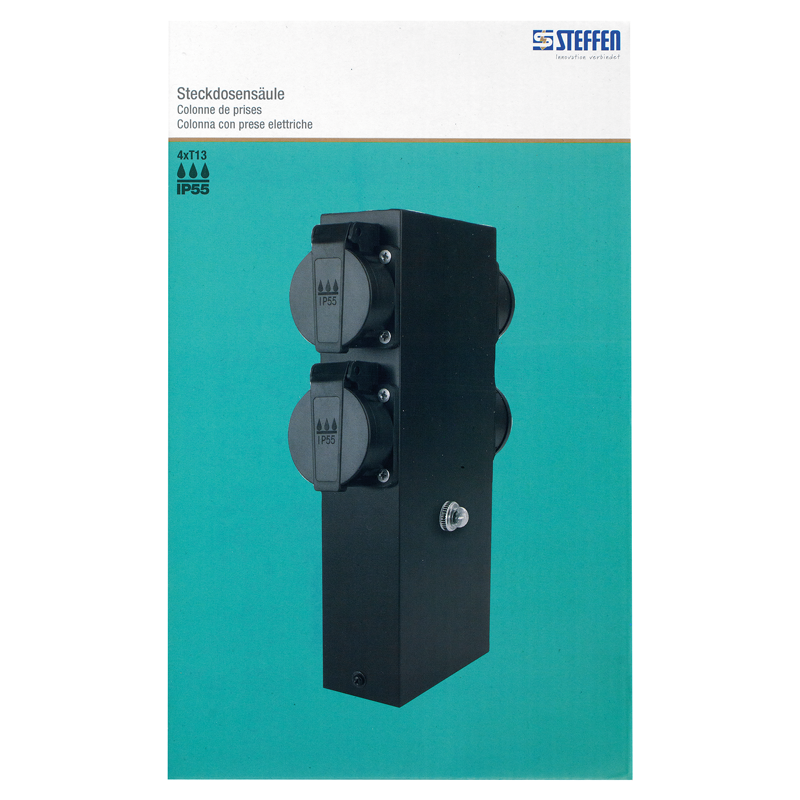 GardenLine Steckdosensäule 4xT13 IP55 mit Überstromschutzschalter