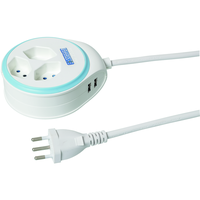 Multiprise DISC 3xT13 + 2xUSB-A 1.5m avec interrupteur bl/mi