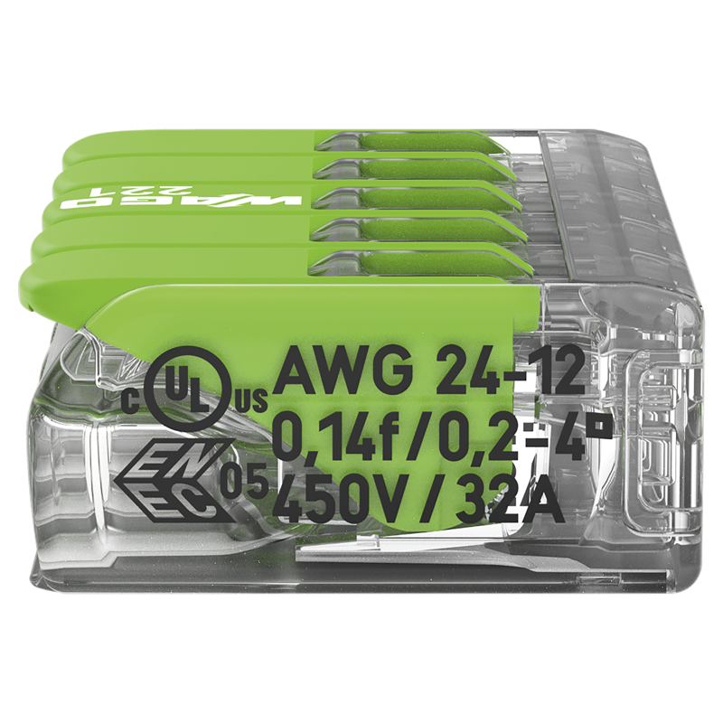 WAGO Steckklemme COMPACT Green Range 5x 0.14-4mm² mit Betätigungshebel