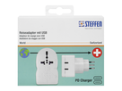 Reiseadapter World - Europa/Schweiz + 2xUSB-C 3-polig max. 10A mit Sicherung ws