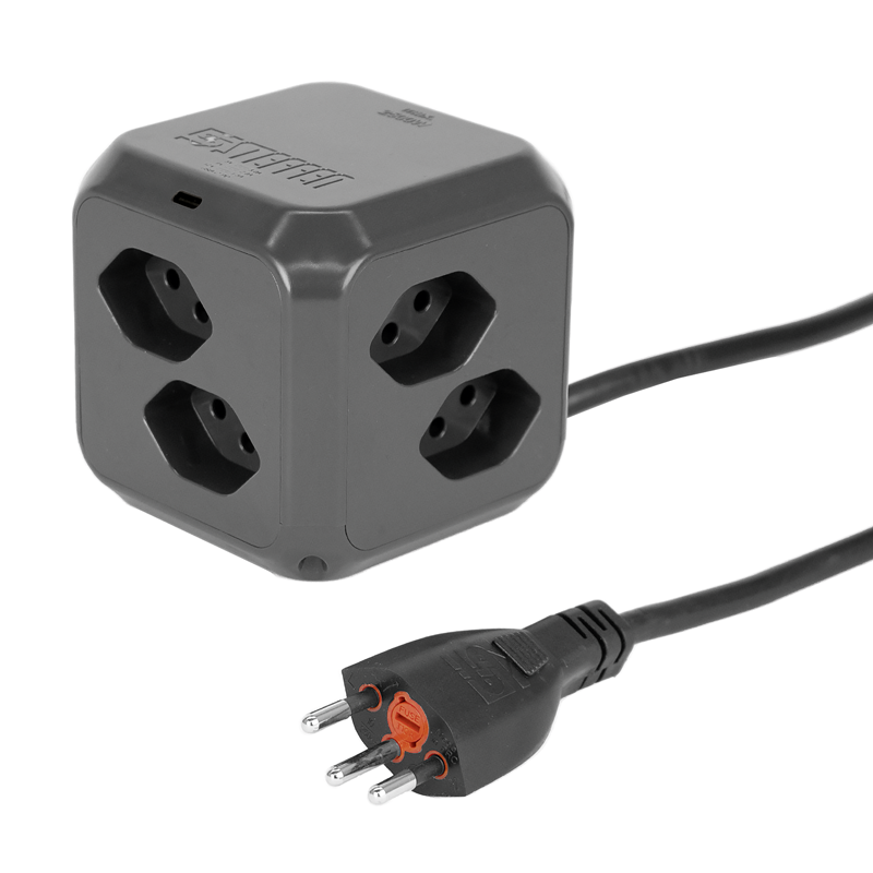 Presa multipla CUBE 8xT13 + 1xUSB-C PD 18W 1.5m con microfusibile integrato ant