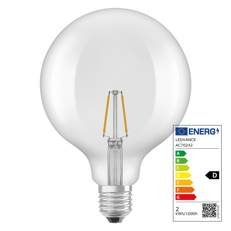 Osram LED Star Retrofit Classic Globe E27 240V 1.8W 250lm klar WW