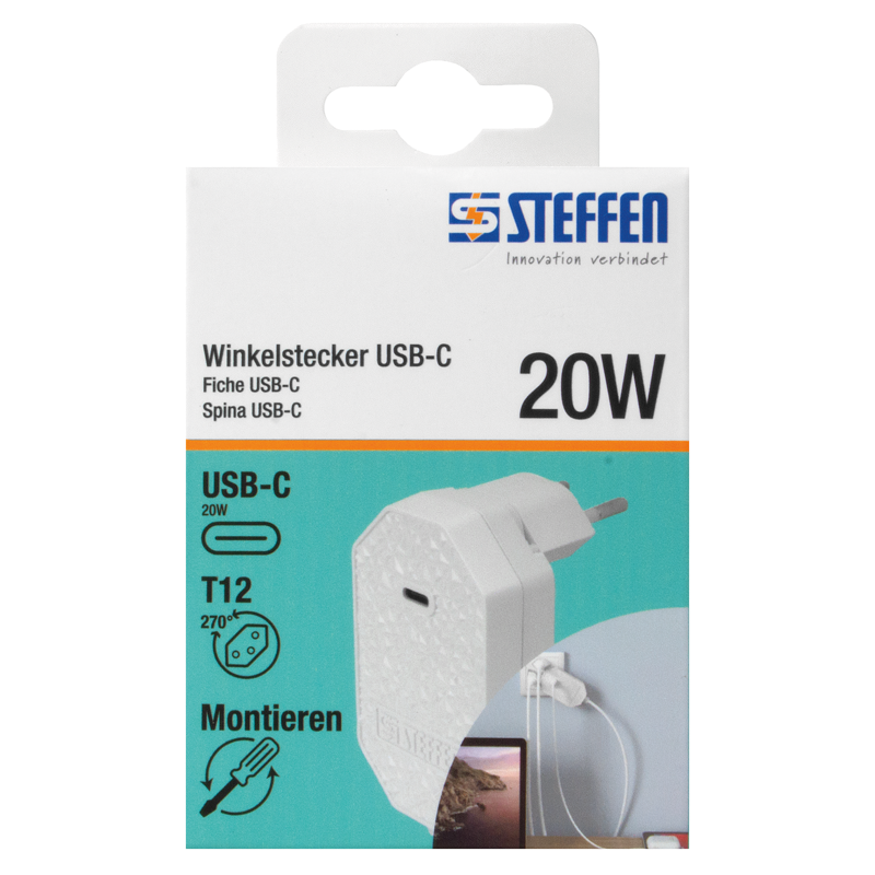Spina a gomito girabile T12 con USB-C PD20W ws