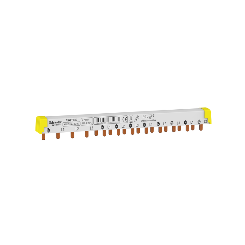 Kammschiene FI 3P+N 80A 12 Module links isoliert