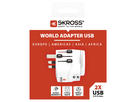 SKROSS Adapt. de voyage PRO Monde - Monde + 2xUSB-A 3 pôles max. 7A avec fusible