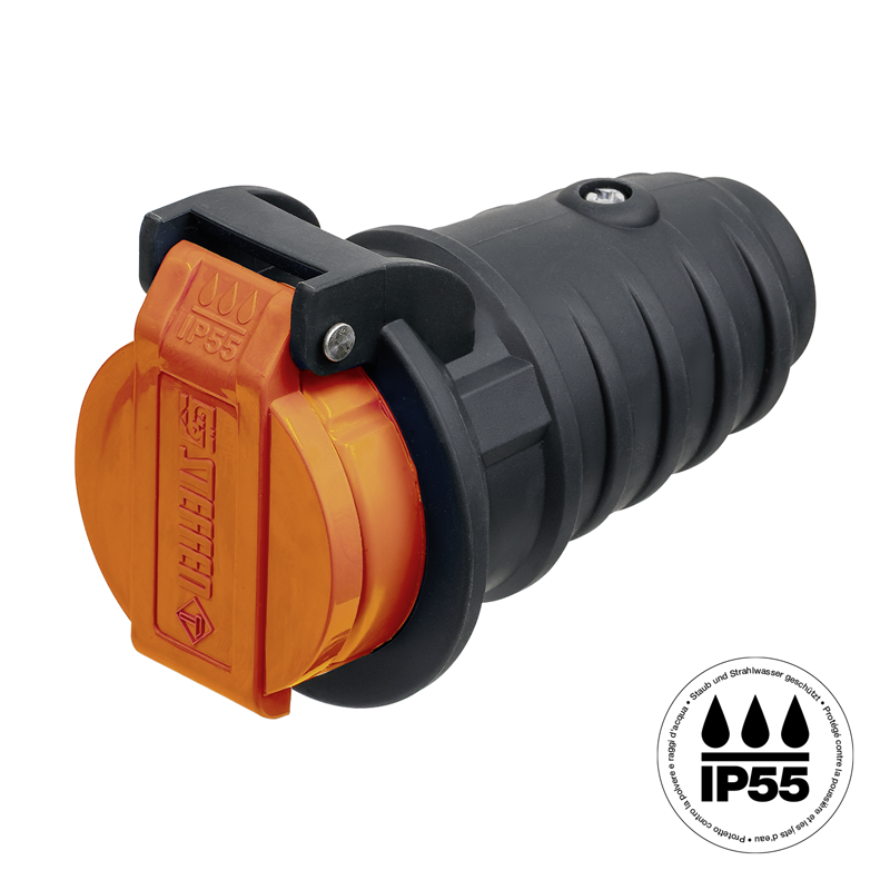 Prise T15 IP55 gris anthracite/orange avec EAN