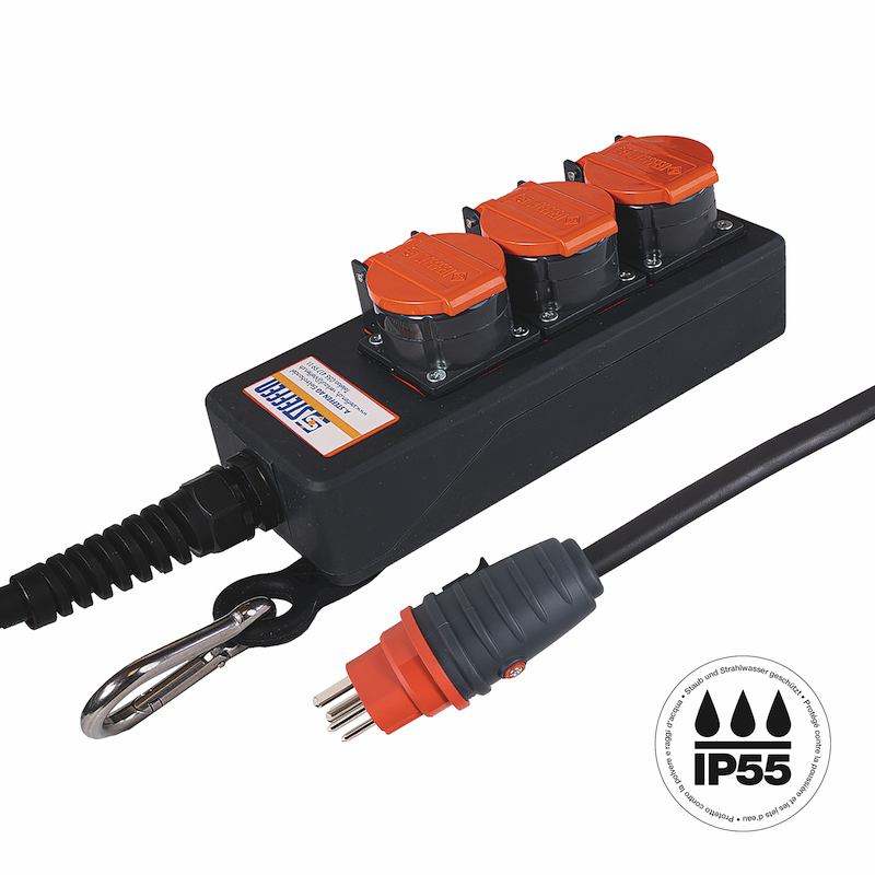 Steckdosenleiste PROFESSIONAL 3xT15 GdV 5x1.5mm2 3m IP55 sw/or