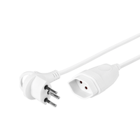 Prolunga elettrica bianco Td 3x1mm² 1m T12-T13 con spina angolare piatta