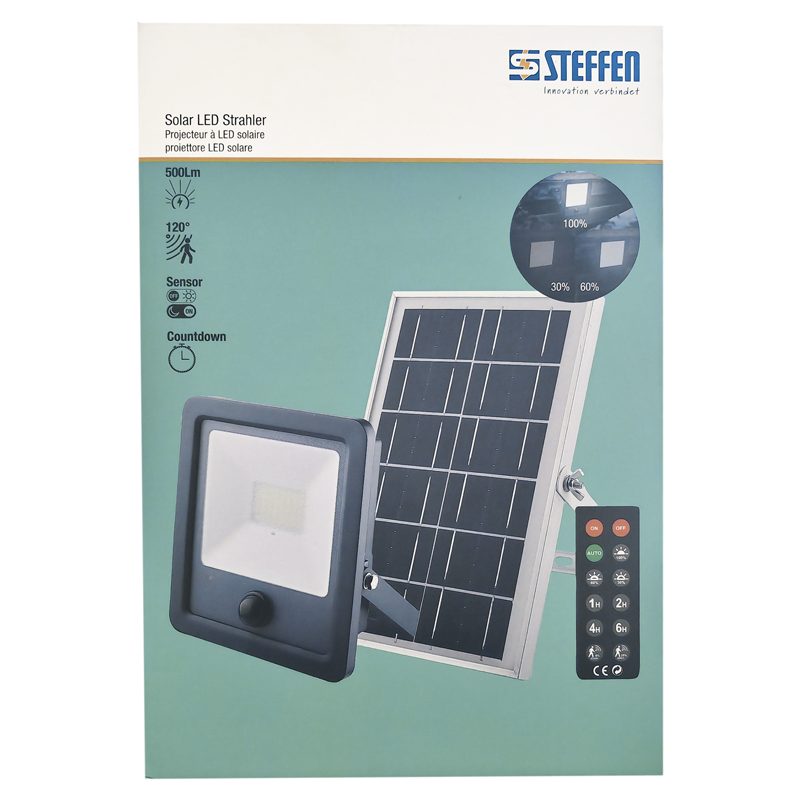 WORKLIGHT projecteur à LED solaire 50W gris avec PIR 120° 6-8m