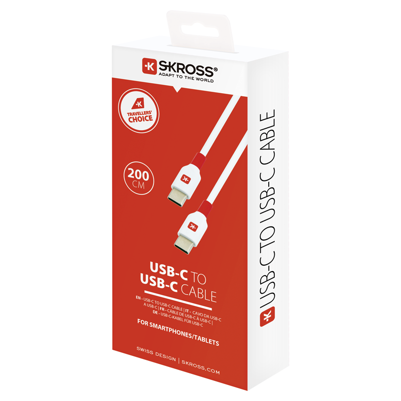 SKROSS Câble de charge USB-C 200cm max. 5V/3A bl