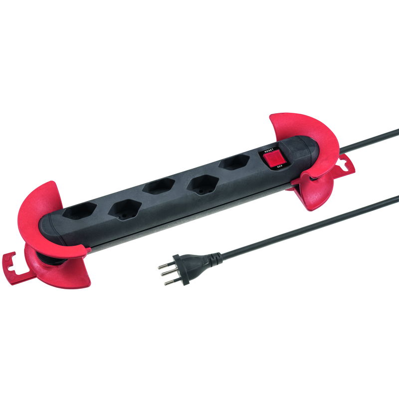 Presa multipla STRONG 5xT13 Td 3x1.5mm2 10m con interruttore + avvolgicavo nr