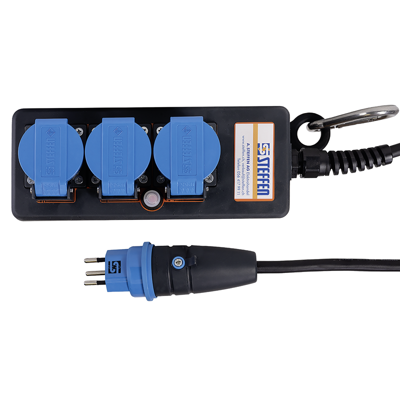 Presa multipla PROFESSIONAL 3xT13 GdV 3x1.5mm2 3m IP55 nr/bl