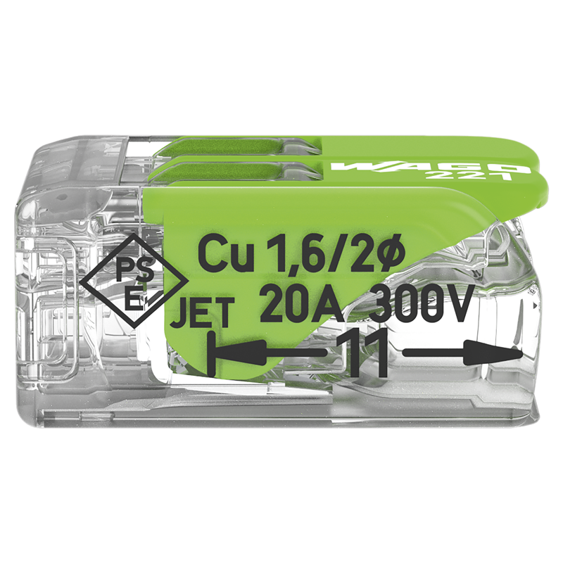 WAGO Borne à fiche COMPACT Green Range 2x 0.14-4mm² avec levier de commande