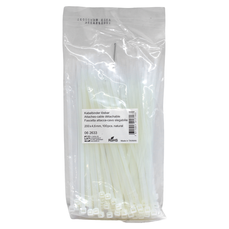 Fascette naturale 200mm x 4.6mm sganciabile