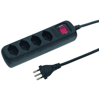 Steckdosenleiste POWER EASY 4xT13 1.5m mit Schalter sw