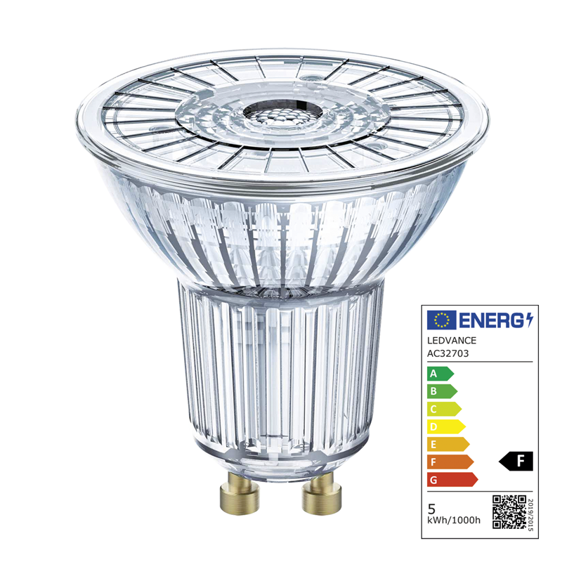 Osram LED Base PAR16 GU10 240V 4.3W 350lm WW box con 5 pz.