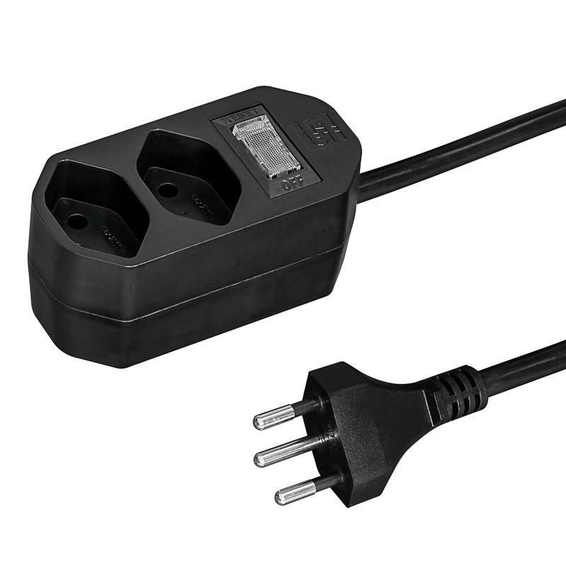 Multiprise COMPACT 2xT13 1.5m avec interrupteur nr